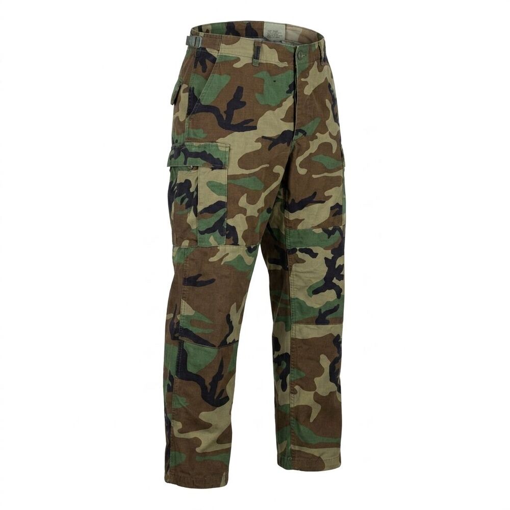 Vintage 1997 US Military Woodland Camo BDU Trousers Propper NYCO Large Regular